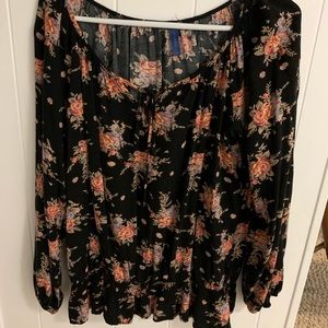 Black floral blouse size large